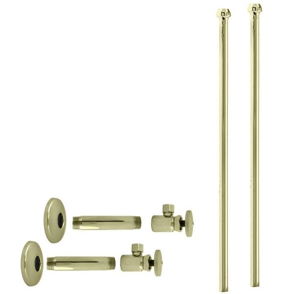 Westbrass Faucet Kit, 1/2" IPS x 3/8" OD x 20" Bullnose In Polished Brass D103KBN-01